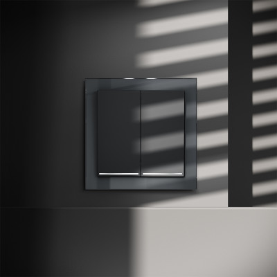 Выключатель встраиваемый VOLTUM S70 двухклавишный с подсветкой 10А, (графит), VLS020207