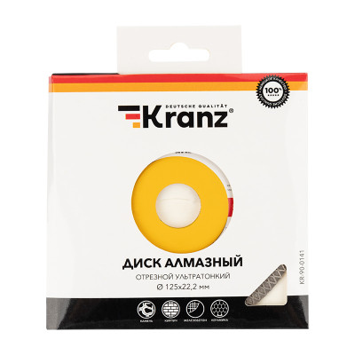 Диск алмазный отрезной ультратонкий 125x22,2x1,4x10 мм KRANZ, KR-90-0141