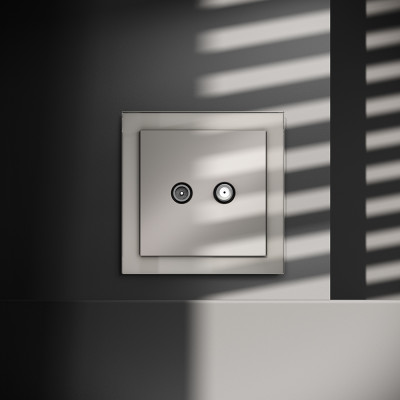 Розетка телевизионнная встраиваемая VOLTUM S70 оконечная TV+SAT, (кашемир), VLS060403