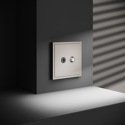 Розетка телевизионнная встраиваемая VOLTUM S70 оконечная TV+SAT, (кашемир), VLS060403