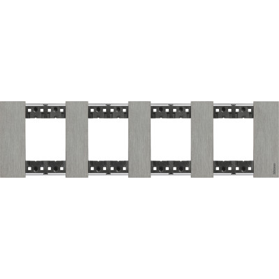 KA4802M4ZG Bticino LIVING NOW. Декоративная рамка 4 поста (2+2+2+2 модуля).Цвет "Сталь", KA4802M4ZG