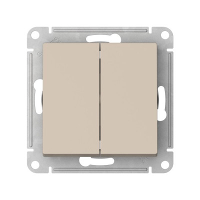 ATN001251S - ATLASDESIGN 2-клавишный ВЫКЛЮЧАТЕЛЬ, сх.5, 10АХ, мех., быстрозажим. клем., ПЕСОЧНЫЙ, Systeme Electric