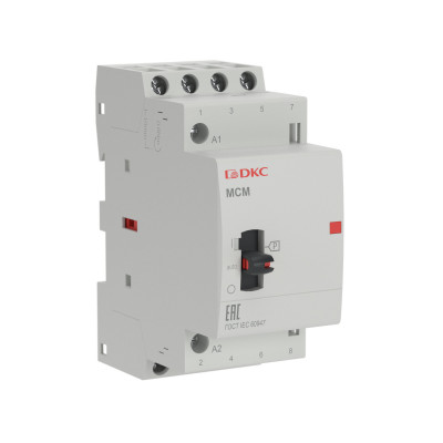 ДКС Контактор модульный YON max типа MCМ с ручным управлением, 4P, 25A, 240В, 4НО, MCM-25-40-A240