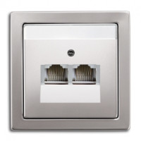 ABB Компьютерная розетка 2-ая, серия Pure сталь