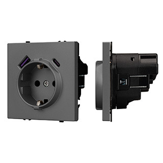054287 - Механизм розетки с USB зарядкой SCT-NOBE-MUAC-SFPL-GR (230V, 16A) (Arlight, -)