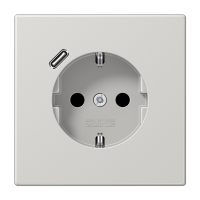 Розетка SCHUKO® с USB-зарядным устройством, тип С; термопласт; светло-серый, LS1520-18CLG Розетка SCHUKO® с USB-зарядным устройством, тип С; термопласт; светло-серый, LS1520-18CLG