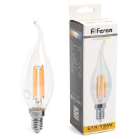 Лампа светодиодная, (15W) 230V E14 2700K прозрачная, LB-718, Feron 38261