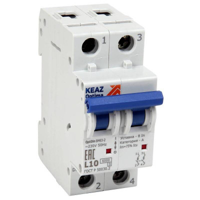КЭАЗ OptiDin BM63 Автоматический выключатель 2P 4A K 6кА AC (BM63-2K4-УХЛ3)