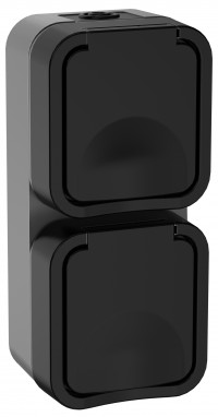 TORS Розетка 2-ая с з/к кр. верт. 16А IP55 TS132 графит IEK, TS-R26-16-55-V-K53 TORS Розетка 2-ая с з/к кр. верт. 16А IP55 TS132 графит IEK, TS-R26-16-55-V-K53