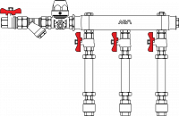 Узел коллекторный тип MW1: Вход- Ду20, правый; Выход- 1/2" х 8, MW1-40S-20R-8-15-P