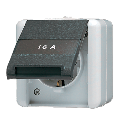 Штепсельная розетка SCHUKO с полем для надписи; для накладного монтажа IP44, 820NAW