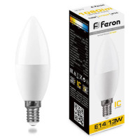 Лампа светодиодная, (13W) 230V E14 2700K С37, LB-970, Feron 38107