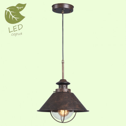 LUSSOLE AUBURN Подвесной светильник, цвет основания - коричневый, плафон - металл/стекло (цвет - коричневый), 1x10W E27, GRLSP-9833