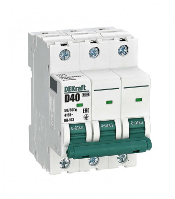 DEKraft Автоматический выключатель 3Р 40А х-ка D ВА-103 6кА