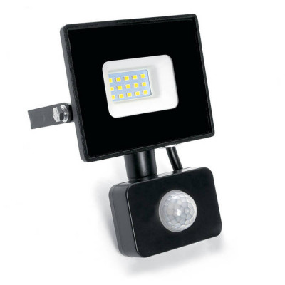 Прожектор светодиодный с датчиком движения 20W 6400K 230V черный IP44, LL-906, Feron 29556