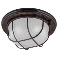 Светильник накладной IP54, 220V 60Вт  Е27, дерево, орех, круг, с решеткой, НБО 03-60-022, 11574, Feron 11574