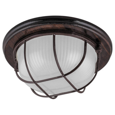 Светильник накладной IP54, 220V 60Вт  Е27, дерево, орех, круг, с решеткой, НБО 03-60-022, 11574, Feron 11574