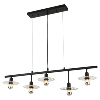 LUSSOLE Cranbrook Линейно-Подвесной светильник, цвет основания - черный, 5x40W E14, LSP-8254