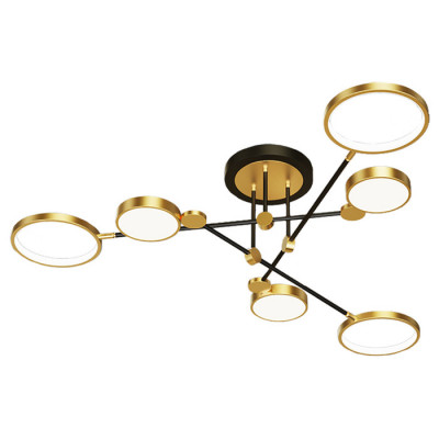 LUSSOLE GILBERT Люстра потолочная, цвет основания - матовое золото, плафон - акрил (цвет - белый), 6x10W LED, LSP-8433