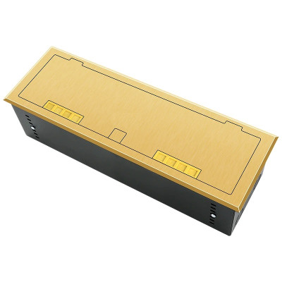 Люк напольный на 4 модуля (горизонт.), металлический, h=100мм, с рамкой, крышка без углубления, TIMIUX, золото, EU4GH100R GD