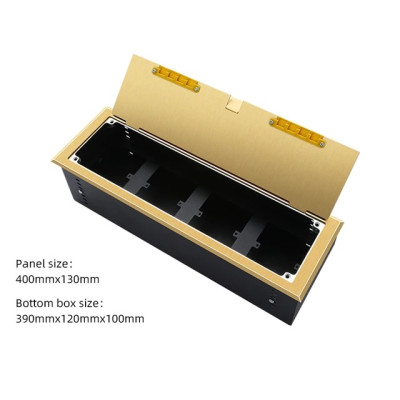 Люк напольный на 4 модуля (горизонт.), металлический, h=100мм, с рамкой, крышка без углубления, TIMIUX, золото, EU4GH100R GD