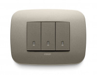 Выключатель 3-х клавишный, серия Arke Metal Титан