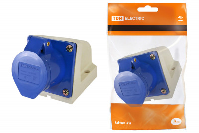 Розетка 133 стационарная 2Р+РЕ 63А 220В IP54 TDM Electric, SQ0602-0010