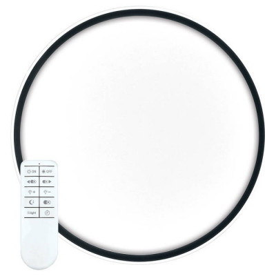 Светильник светодиодный управляемый с пультом, с батарейками 2*ААА, 80W, Max. 5600Lm, 3000К-6500K, IP20, черный  AL5800 RING, Feron 41557