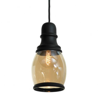 LUSSOLE TONAWANDA Подвесной светильник, цвет основания - черный, плафон - стекло (цвет - янтарный), 1x60W E27, LSP-9690