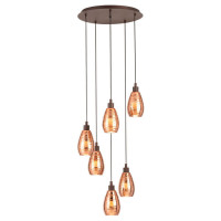 39508 Подвес SIRACUSA, 6x60W(E27), сталь коричневый/стекло медный