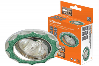 Светильник встраиваемый поворотный СВ 02-07 MR16 50Вт G5.3 зелёный блеск/хром TDM Electric, SQ0359-0041