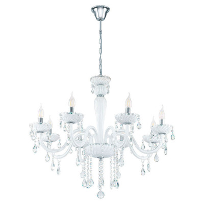 39114 Люстра CARPENTO, 8х40W (Е14), ?700, H1300, стекло/белый