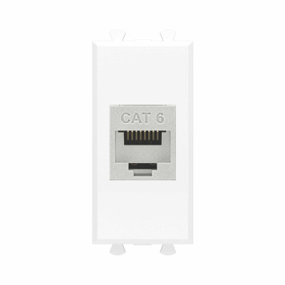 DKC Компьютерная розетка RJ-45 без шторки модульная, кат.6 экранированная, "Avanti", "Белое облако", 1 модуль