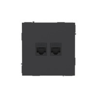 DKC KANT Компьютерная розетка RJ-45 без шторки, кат.5е двойная, черный уголь, 7012664