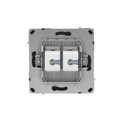DKC KANT Компьютерная розетка RJ-45 без шторки, кат.5е двойная, черный уголь, 7012664