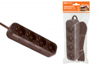 Удлинитель бытовой У04 4 гнезда, 5метров,2П+3, ПВС 3х1мм2 "Эко" (бук) 16А/250В TDM Electric, SQ1303-3012