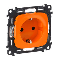Legrand Valena ALLURE.Силовая розетка 2К+З 16А 250В с защитными шторками.Безвинтовые зажимы.С лицевой панелью.Оранжевая, 754981