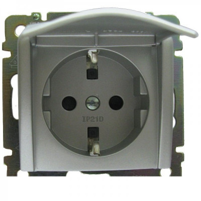Legrand Розетка с заземлением - Legrand Valena - со шторками с защитной крышкой 16А 250В винтовые зажимы - алюминий, 770122