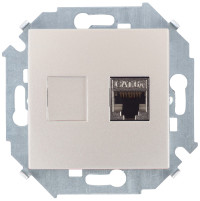 Simon Розетка компьютерная RJ45 кат.6A (АМР, FTP), шампань, 1591563-034