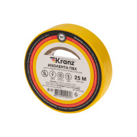 Изолента ПВХ 19 мм х 25 м, желтая, (упак. 5 рулонов) KRANZ, KR-09-2202