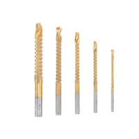 Набор cверл-фрез по металлу 3-4-5-6-8мм, HSS, ТИТАН, цилиндрический хвостовик, 5 шт. KRANZ, KR-91-0585