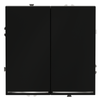 Выключатель встраиваемый VOLTUM S70 двухклавишный с подсветкой 10А, (черный матовый), VLS020208