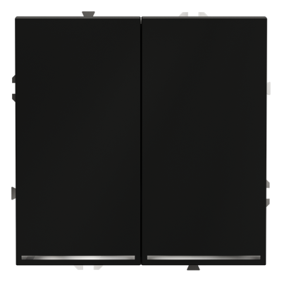 Выключатель встраиваемый VOLTUM S70 двухклавишный с подсветкой 10А, (черный матовый), VLS020208