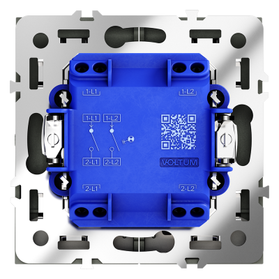 Выключатель встраиваемый VOLTUM S70 двухклавишный с подсветкой 10А, (черный матовый), VLS020208