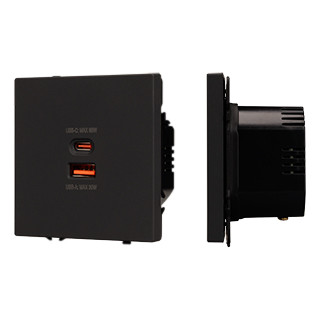 054317 - Механизм розетки с быстрой USB зарядкой SCT-NOBE-MUAC-SFPL-FC-BK (65W, QC3) (Arlight, -)