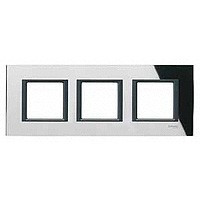 MGU68.006.7C1 - UNICA CLASS РАМКА 3-постовая, ЧЕРНОЕ СТЕКЛО