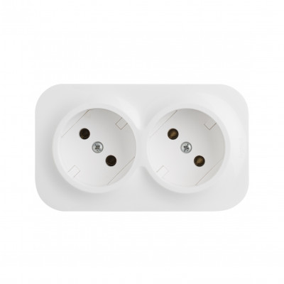 Legrand Розеточный блок двойной без заземления - Legrand Quteo - с предварительным подключением без шторок IP20 16А 250В винтовые зажимы накладной монтаж - белый, 782231