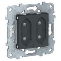 розетка 2-модульная, без зазем., со шторк, винт. зажим, 10 А, антрацит