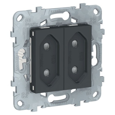 розетка 2-модульная, без зазем., со шторк, винт. зажим, 10 А, антрацит