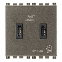 Vimar Зарядное устройство с разъемом USB C+C 5V 3A, 2мод., Metal, 19295.CC.M Vimar Зарядное устройство с разъемом USB C+C 5V 3A, 2мод., Metal, 19295.CC.M